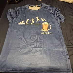 Blue Graphic T-Shirt with Friday Print